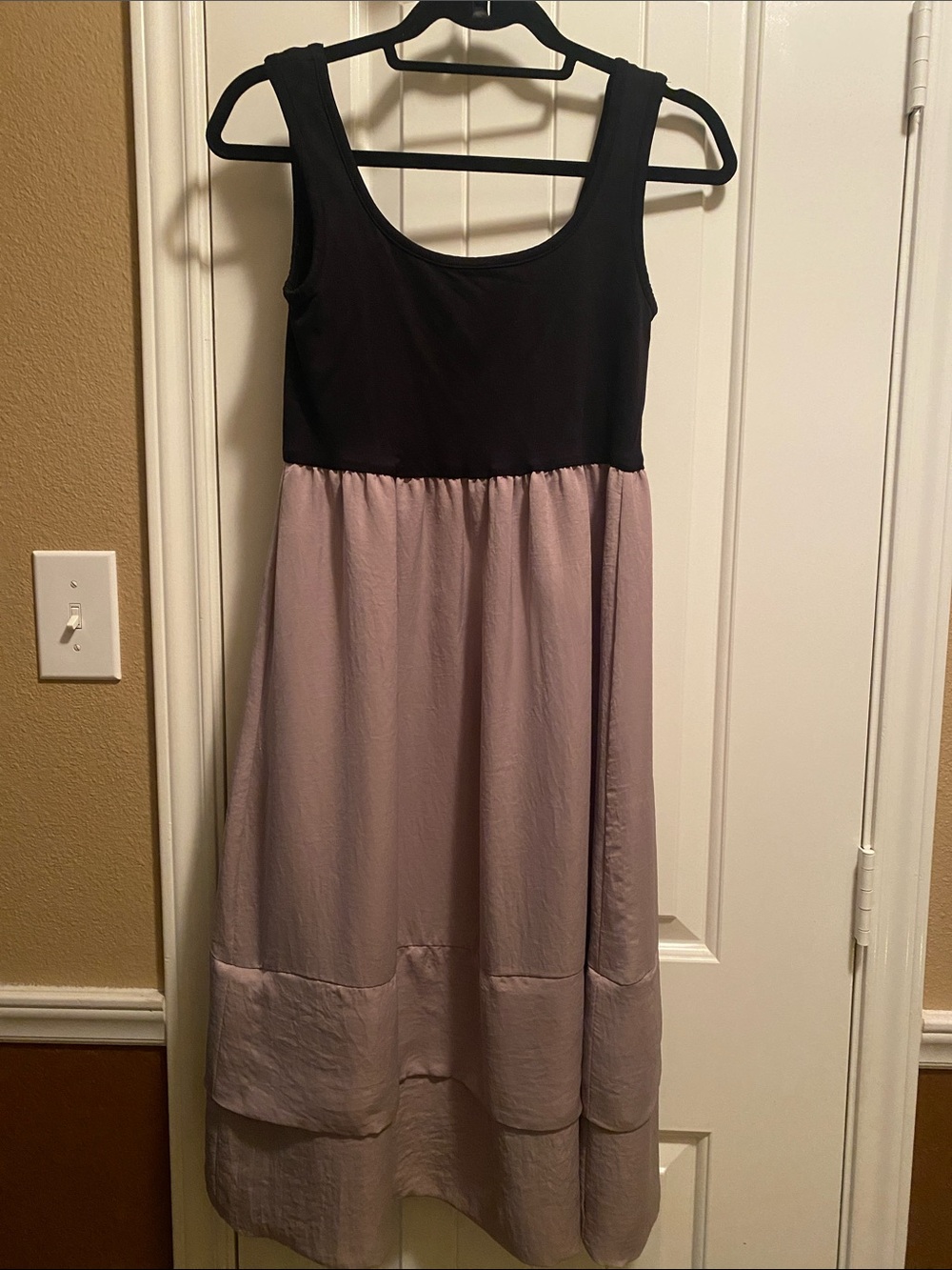 Mossimo Supply Co. Black & tan Sleeveless Two-Tone Dress, knee length.